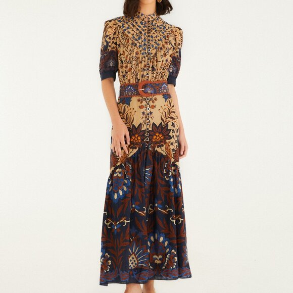 FARM Rio Short Sleeve Midi Dress, Size XS - Picture 1 of 3